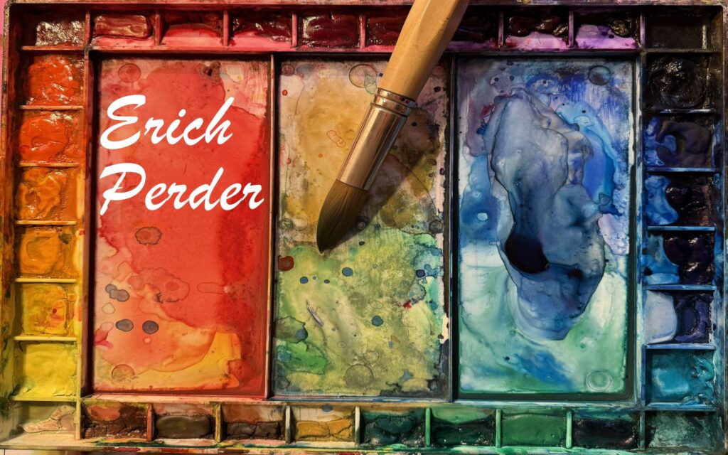 Erich Perder Aquarelle - Homepage-Header: eine offener, viel benutzter Aquarellfarbkasten