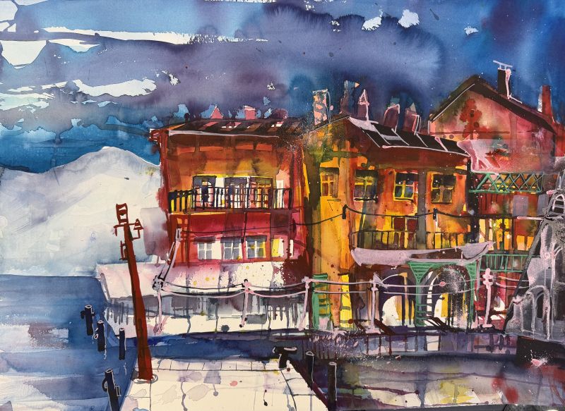 Aquarell aus 2026 : Ansicht Malcesine am Gardasee