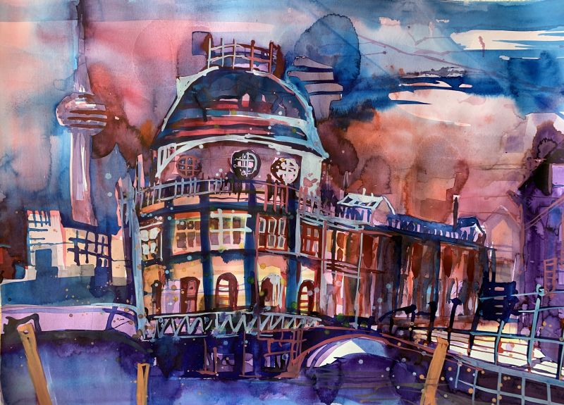 Aquarell aus 2021: Bode-Museum in Berlin SOLD