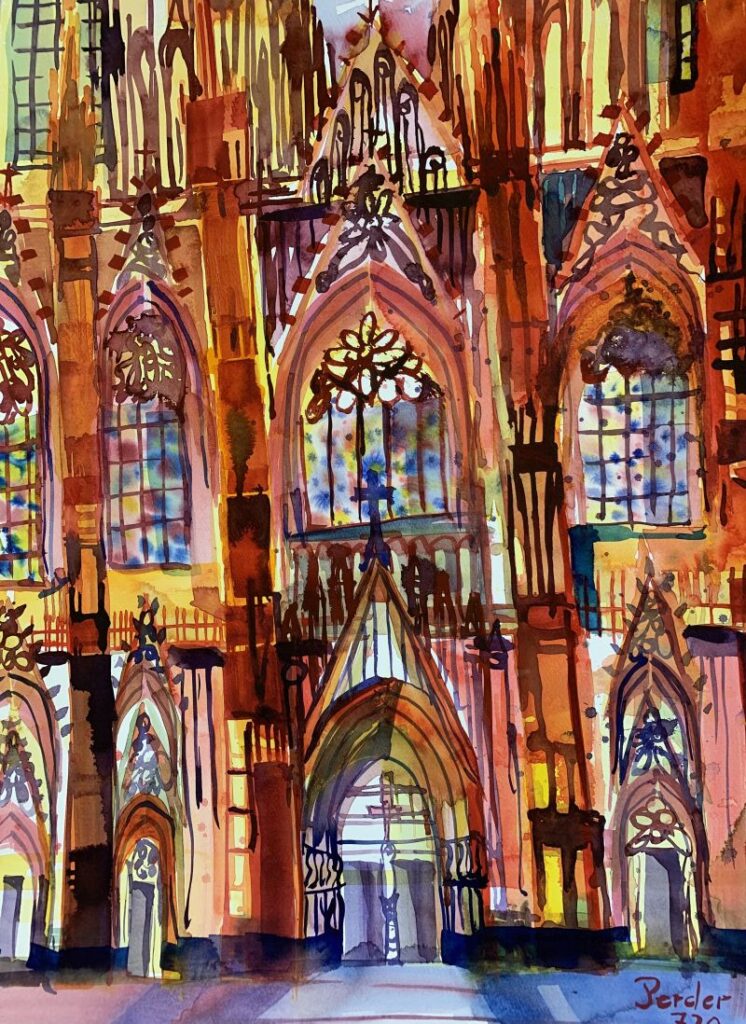 Aquarell aus 2020: Eingang Kölner Dom SOLD